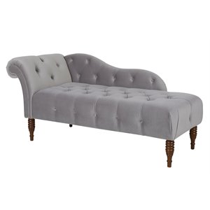 brika home tufted roll arm chaise lounge in opal gray