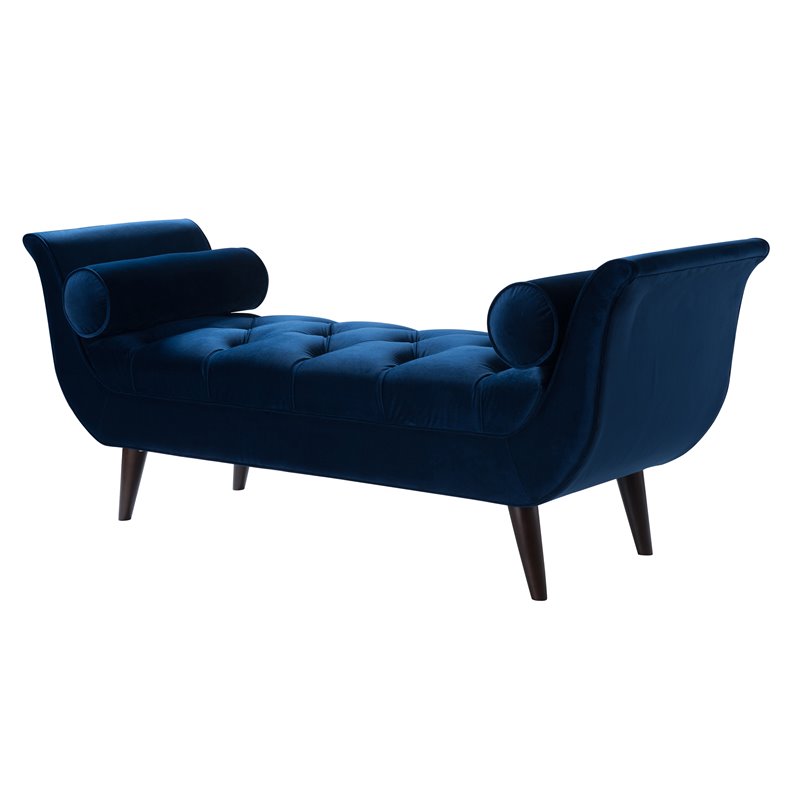 Brika Home Tufted Flare Arm Entryway Bench in Navy Blue