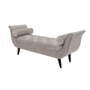 brika home tufted flare arm entryway bench in opal gray