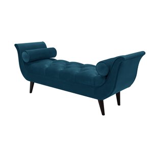 brika home tufted flare arm entryway bench in satin teal