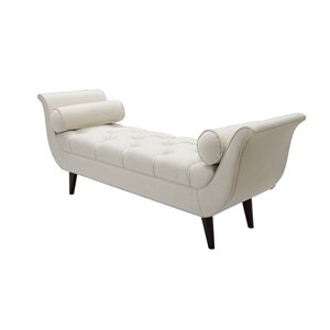 brika home tufted flare arm entryway bench in sky neutral