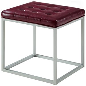 brika home faux leather tufted ottoman in purple