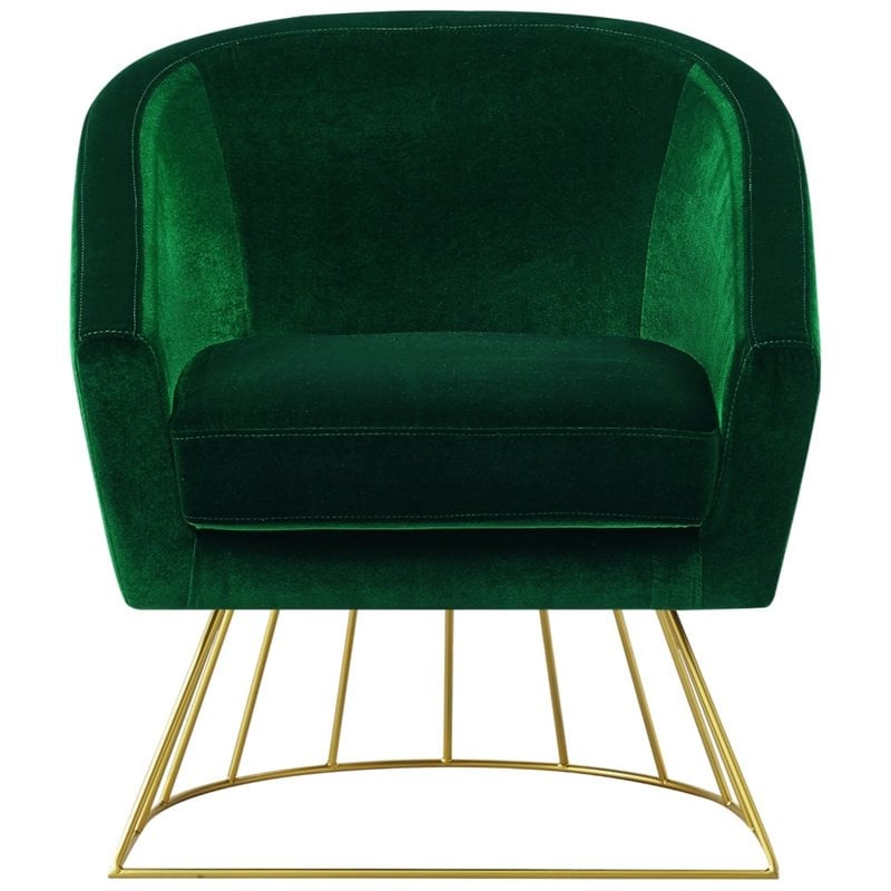 Brika Home Velvet Tufted Barrel Chair in Green and Gold | eBay