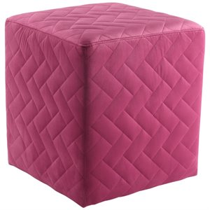 brika home velvet quilted ottoman in fuchsia