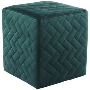 brika home velvet quilted ottoman in green