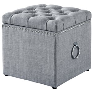 brika home storage ottoman in light gray and chrome