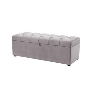 brika home tufted storage bench in opal gray