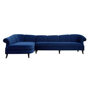 brika home tufted left sectional sofa in navy blue