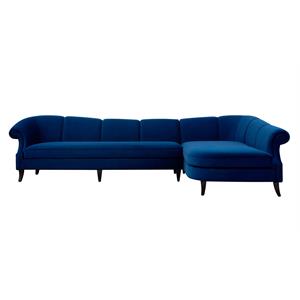 brika home tufted right sectional sofa in navy blue