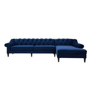 brika home tufted right sectional sofa in navy blue