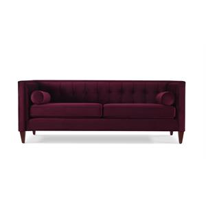 brika home tufted tuxedo sofa in burgundy