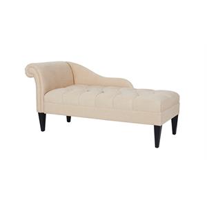 brika home tufted roll arm chaise lounge in beige