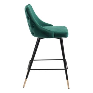 brika home contemporary counter chair in green velvet