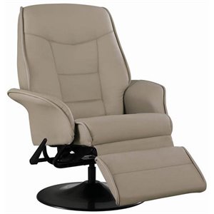 bowery hill faux leather swivel recliner in beige and black