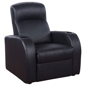 Bowery Hill Leather Home Theater Recliner in Black