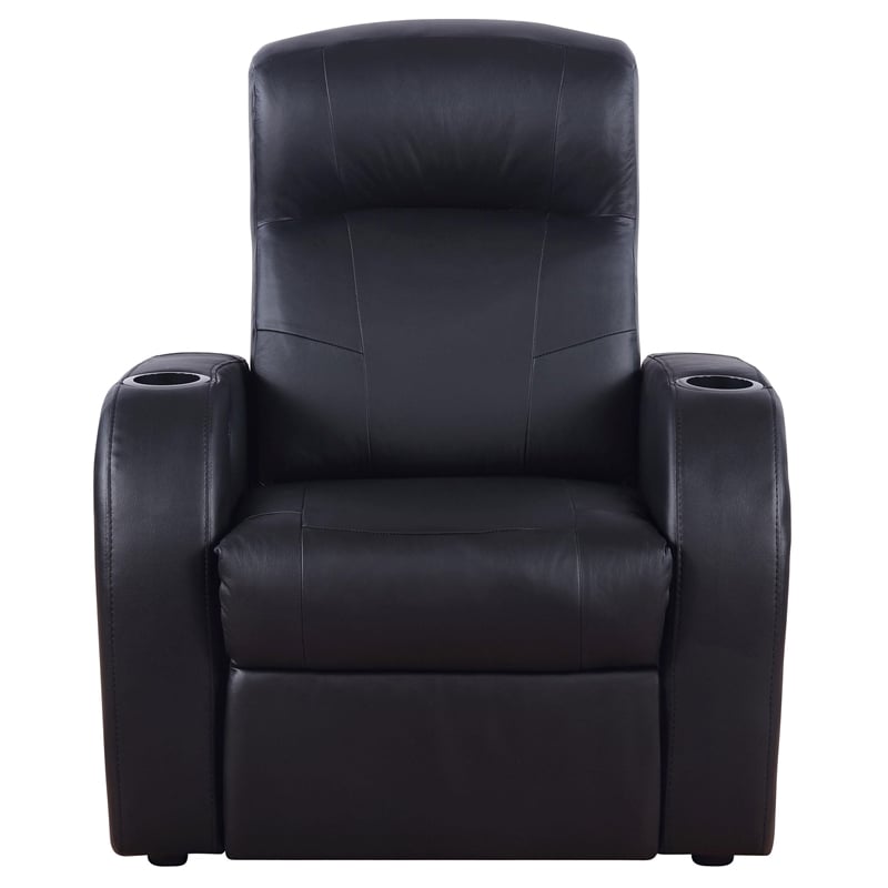 Bowery Hill Leather Home Theater Recliner in Black