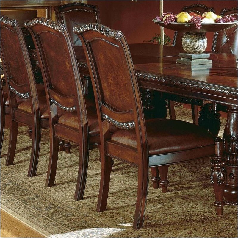Bowery Hill Leather Dining Chair in Cherry