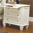 Bowery Hill Asian Hardwood White/Silver Nightstand Rectangular Felt-Lined Drawers 29.75