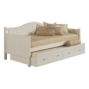 bowery hill solid wood twin size daybed with trundle in white