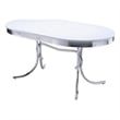 Bowery Hill Modern Metal Chrome Plated Oval Dining Table with White Top