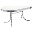 Bowery Hill Modern Metal Chrome Plated Oval Dining Table with White Top