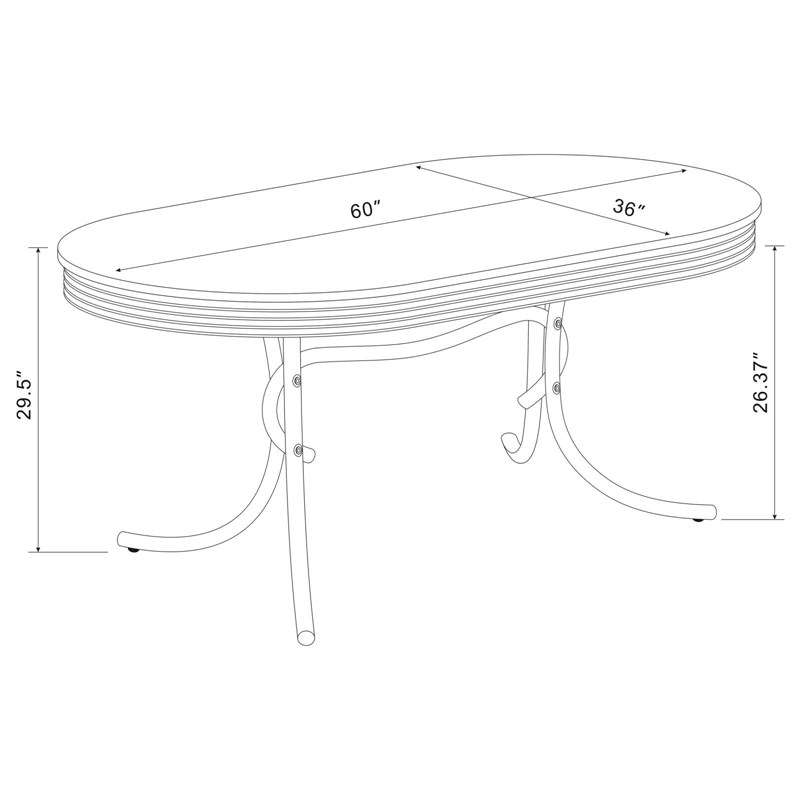 Bowery Hill Modern Metal Chrome Plated Oval Dining Table with White Top