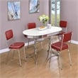 Bowery Hill Modern Metal Chrome Plated Oval Dining Table with White Top
