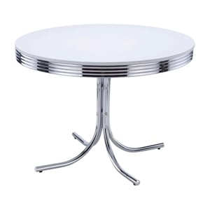 Bowery Hill Modern Metal Round Dining Table in White and Chrome