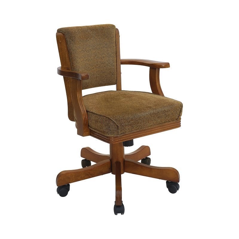 Bowery Hill Upholstered Poker Table Chair in Brown and Amber