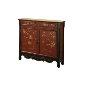 bowery hill oriental 2-door console in red