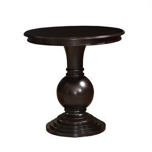 Bowery Hill Round Pedestal Base Contemporary Wood Accent Table in Espresso