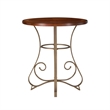 Bowery Hill Faux Medium Cherry Wood Top Pub Table in Matte Pewter/Bronze