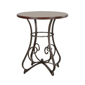 Bowery Hill Faux Medium Cherry Wood Top Pub Table in Matte Pewter/Bronze