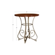 Bowery Hill Faux Medium Cherry Wood Top Pub Table in Matte Pewter/Bronze