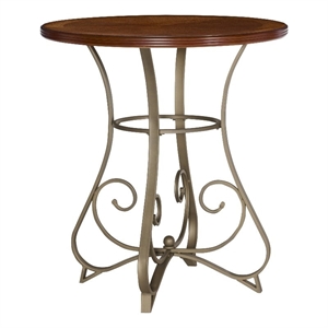 Bowery Hill Faux Medium Cherry Wood Top Pub Table in Matte Pewter/Bronze