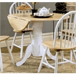 Bowery Hill Round Drop Leaf Dining Table in Natural Brown and White