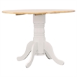 Bowery Hill Round Drop Leaf Dining Table in Natural Brown and White