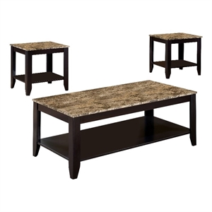 bowery hill 3-piece engineered wood coffee table set in cappuccino
