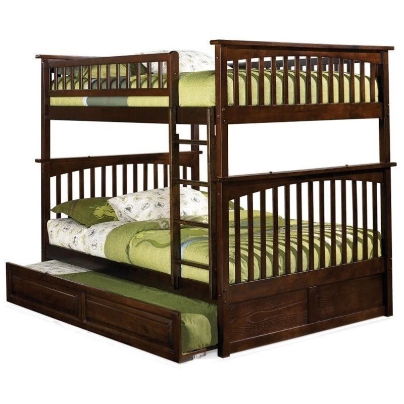 Bowery Hill Full over Full Bunk Bed in Antique Walnut
