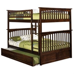 bowery hill full over full bunk bed in antique walnut