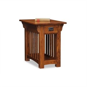Bowery Hill Solid Medium Oak Side Table Rectangle Shelf 17&quotW x 25&quotD x 23&quotH