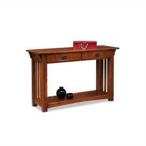 bowery hill console table with drawers and shelf in oak