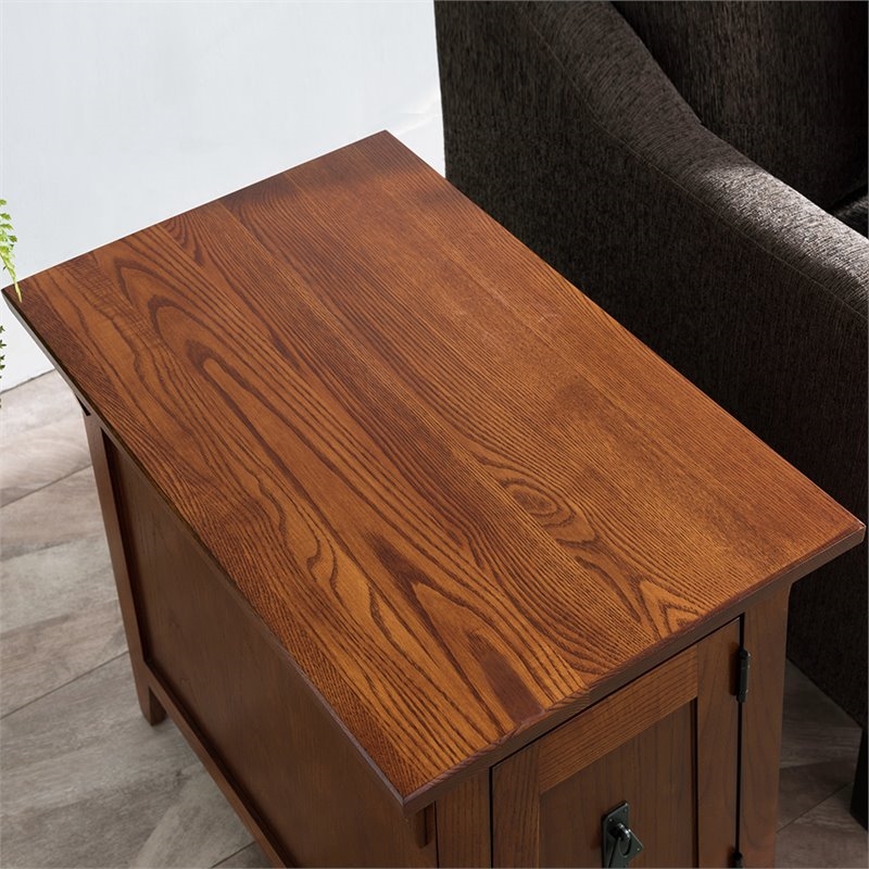 Bowery Hill 1-Shelf Mission Wood Cabinet End Table in Brown/Russet