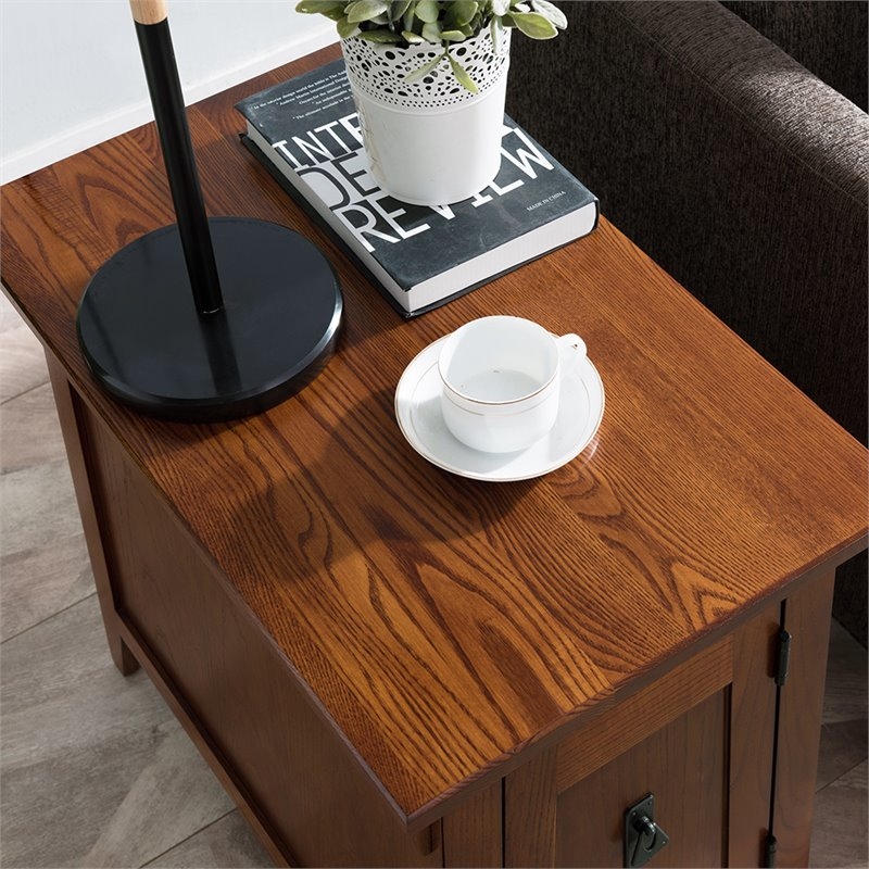 Bowery Hill 1-Shelf Mission Wood Cabinet End Table in Brown/Russet