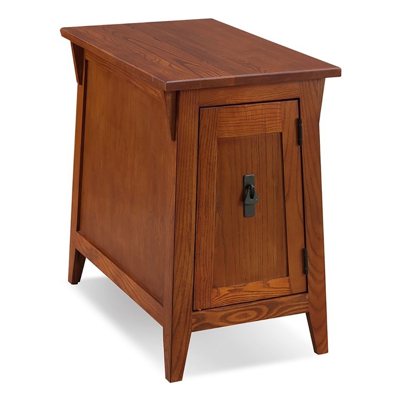 Bowery Hill 1-Shelf Mission Wood Cabinet End Table in Brown/Russet