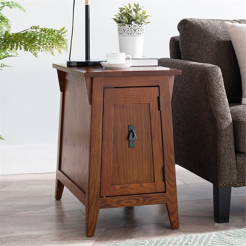 Bowery Hill 1-Shelf Mission Wood Cabinet End Table in Brown/Russet