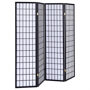 Bowery Hill 4 Panel Contemporary Wood Room Divider in Black/White