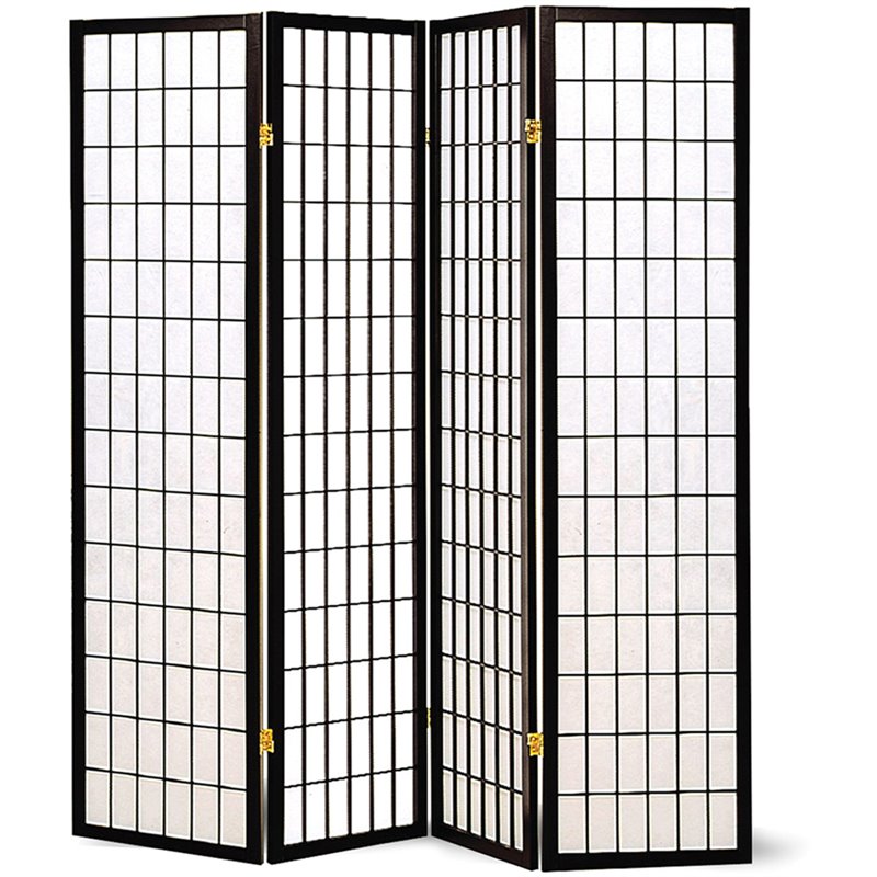 Bowery Hill 4 Panel Room Divider in Black and White