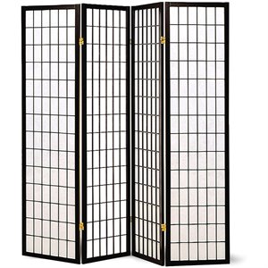bowery hill 4 panel room divider in black and white