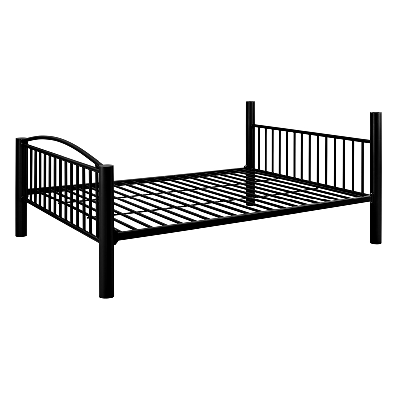 Bowery Hill Modern Metal Full Over Full Bunk Bed Attached Ladder in Black